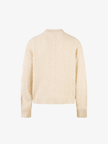 Elegant Cable Knit Sweater with Button Placket for Women