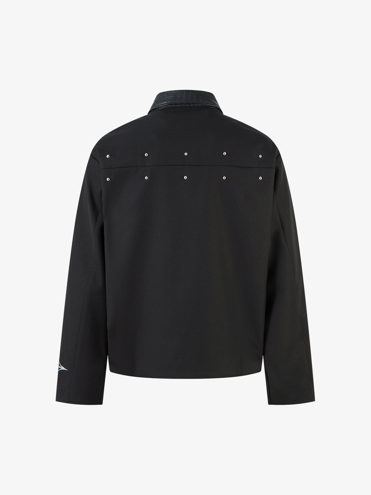 Stylish Black Jacket with Intricate White Embroidery Design