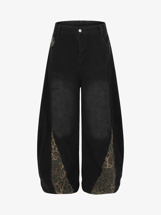 Stylish Leopard-Print Panel Wide-Leg Pants for Women - Trendy and Versatile Design