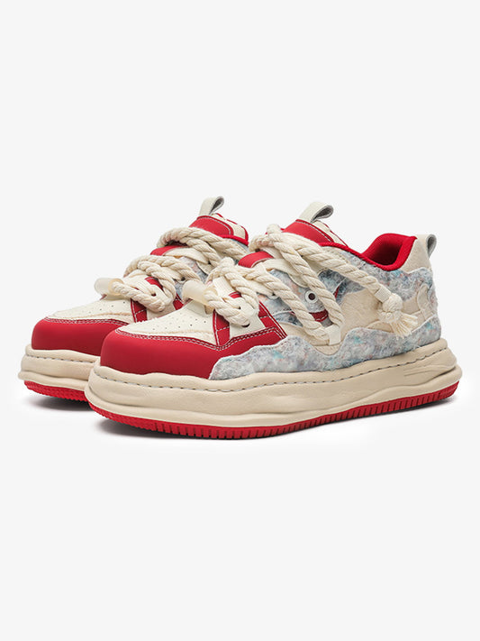 7CM Height-Enhancing Sneakers with Fluid Lines and Granular Outsole