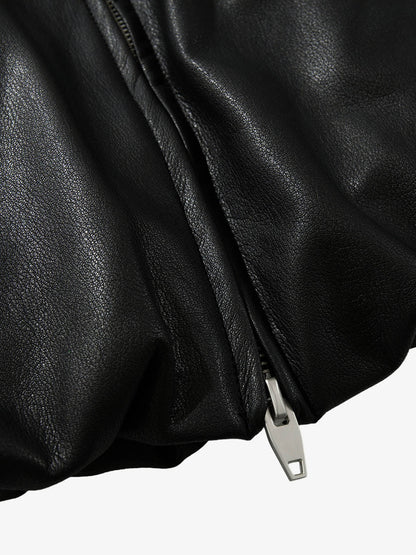 Stylish Black Leather Jacket with Zipper Detail for Modern Fashionistas