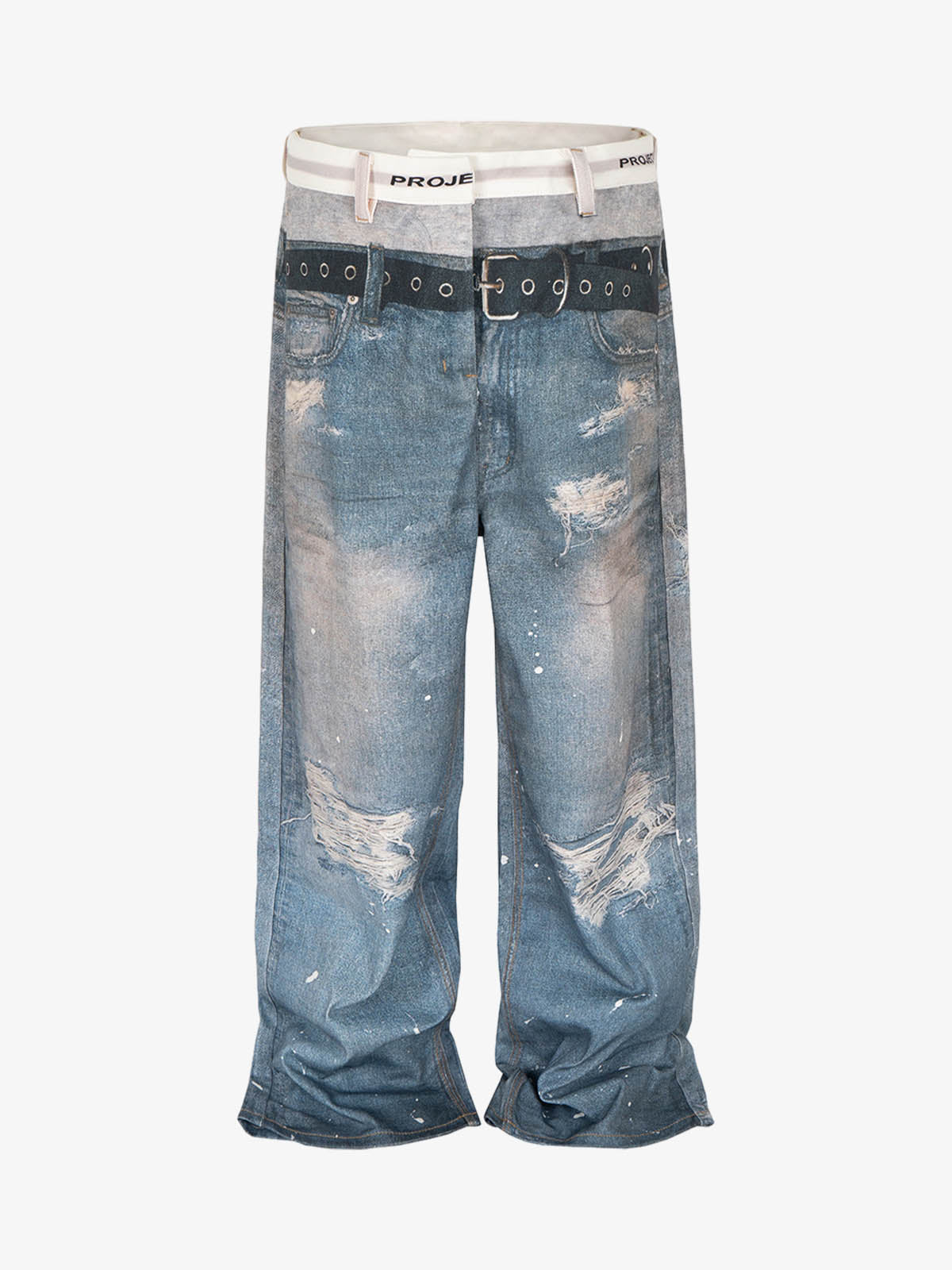 Washed Street Printed Destroyed Jeans