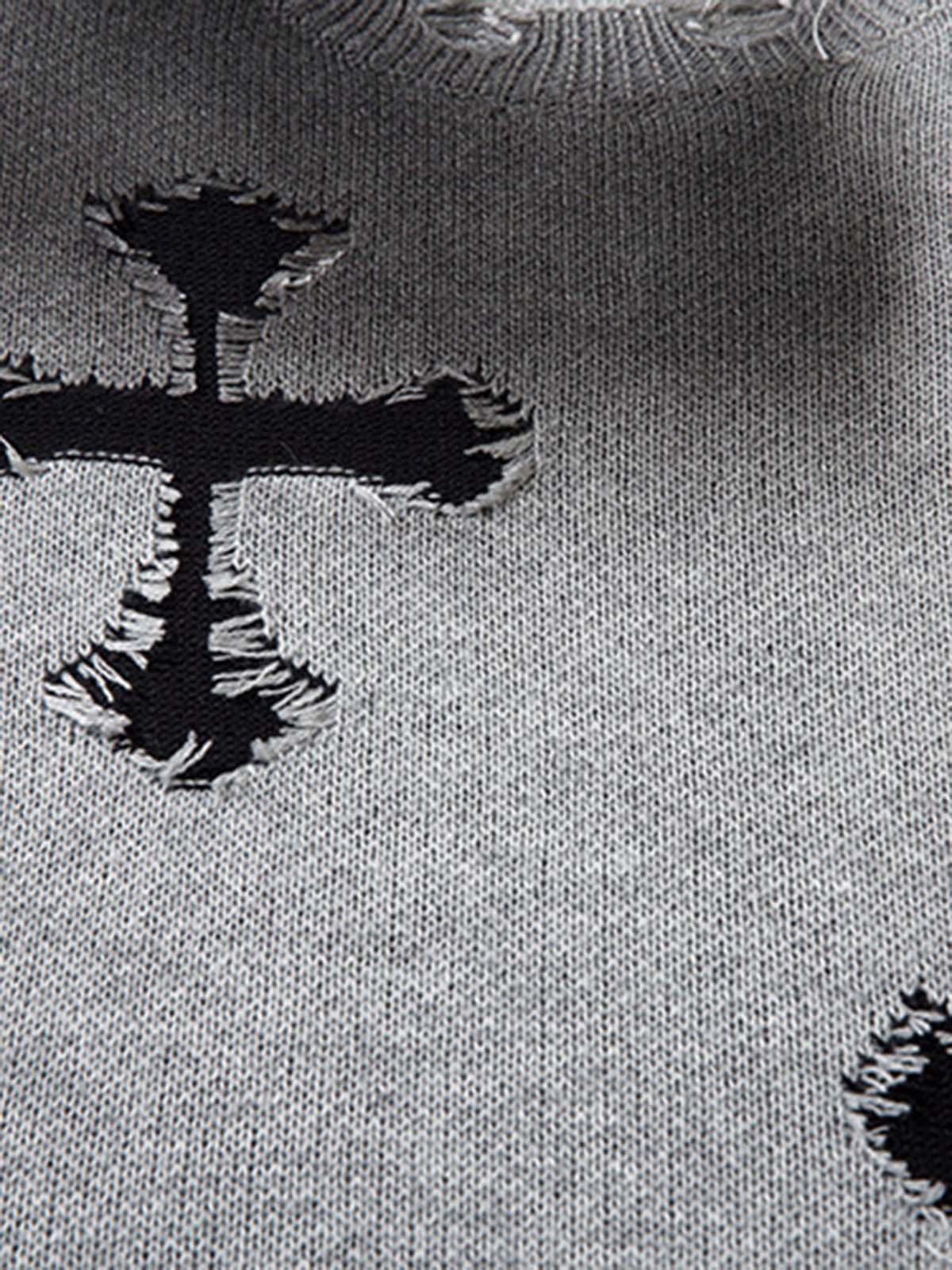 Vintage Spray-Painted Cross Hole Knit Sweater