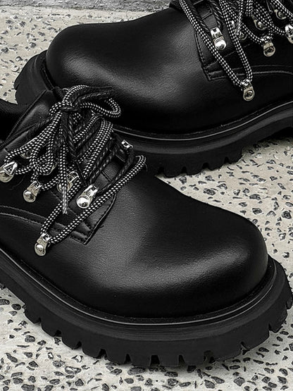 Chunky Rivet Street Style Round Toe Leather Derby Shoes