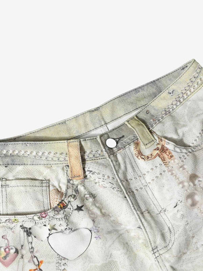 Embellished Wide-Leg Jeans with Unique Artistic Design for Fashion Lovers