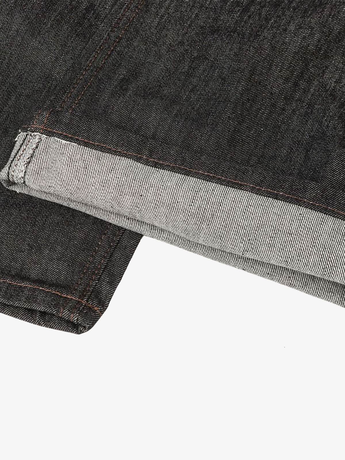 Wide-Leg Denim Trousers with Snake Embroidery - Stylish and Comfortable for All Seasons