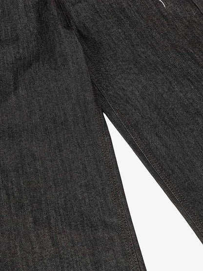 Wide-Leg Denim Trousers with Snake Embroidery - Stylish and Comfortable for All Seasons