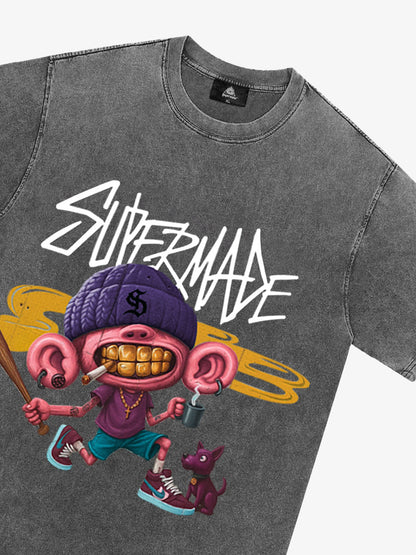 Thesupermade Cartoon Graffiti Trendy Weird Kid T-shirt