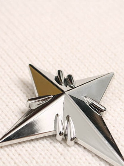 Stylish Star-Embellished Zip-Up Knit Sweater for Casual Elegance