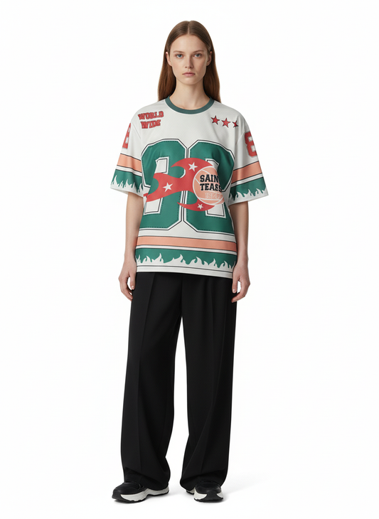 Retro Sport Motorcycle Flame Pattern T-Shirt