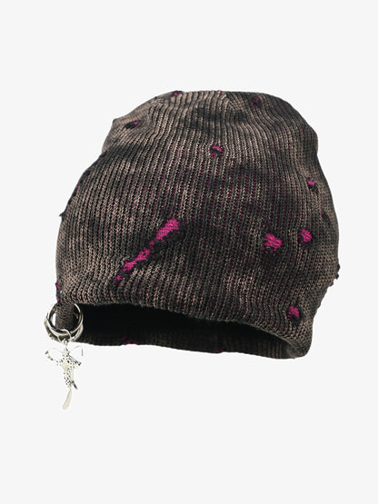 Fashionable Cross Charm Beanie Hat for Winter and Fall - Trendy Knit Cap with Unique Accessories