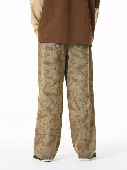 Unique Wide-Leg Denim Pants with Artistic Spider Design for Fashion Lovers