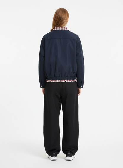 Faux Two-Piece Plaid Layered Workwear Jacket