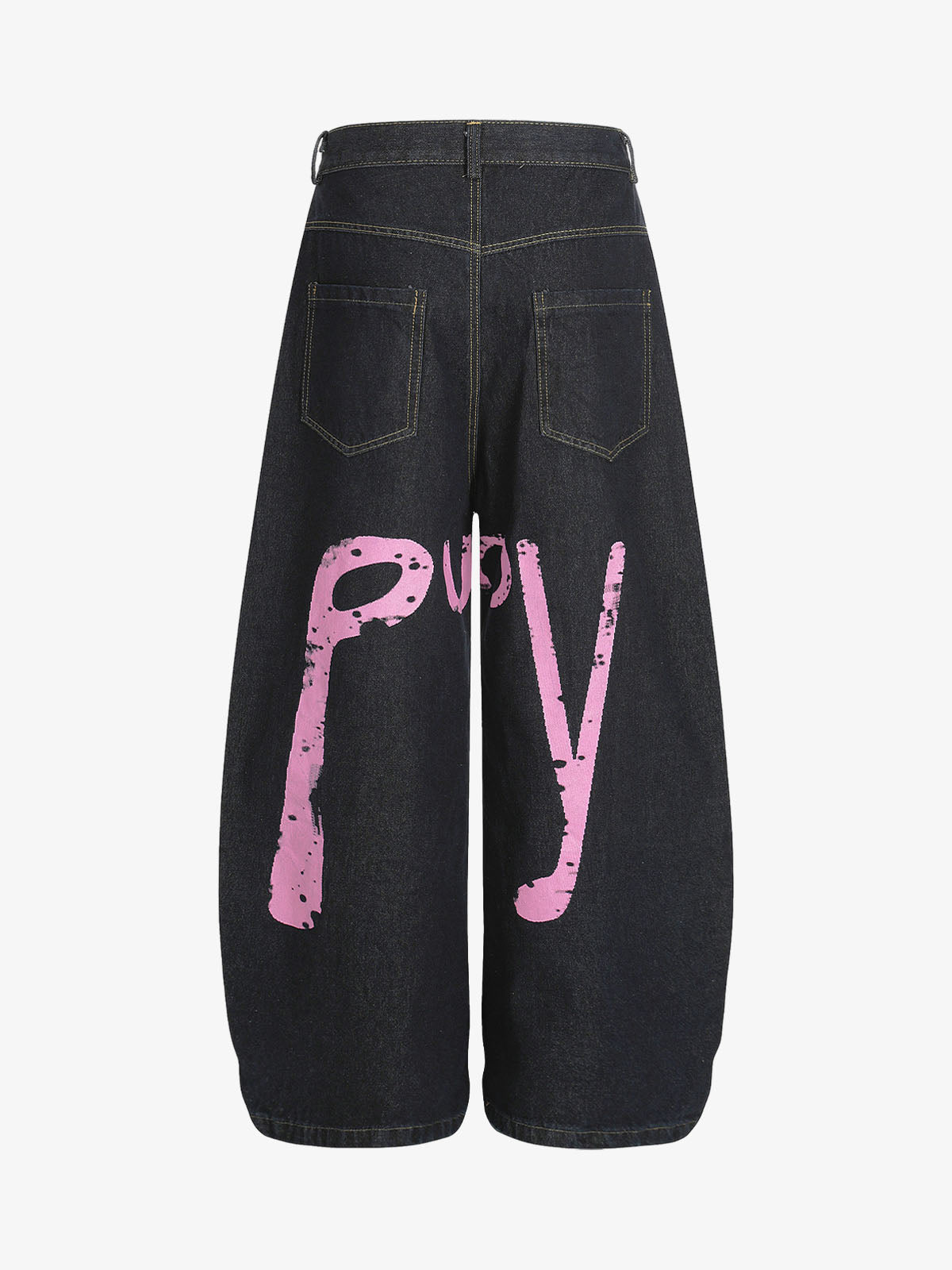 Stylish Wide-Leg Denim Shorts with Bold Pink Graffiti Design for Summer