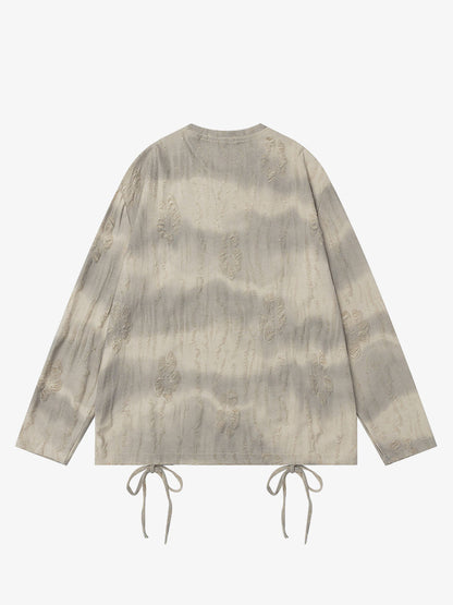 Lazy Drawstring Letter Hole T-shirt