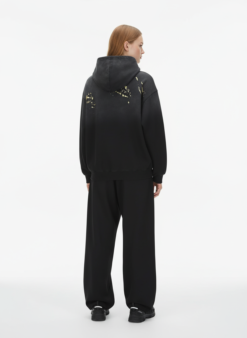 Street Dark Wasteland Distressed Washed Dirty-Dye Hoodie