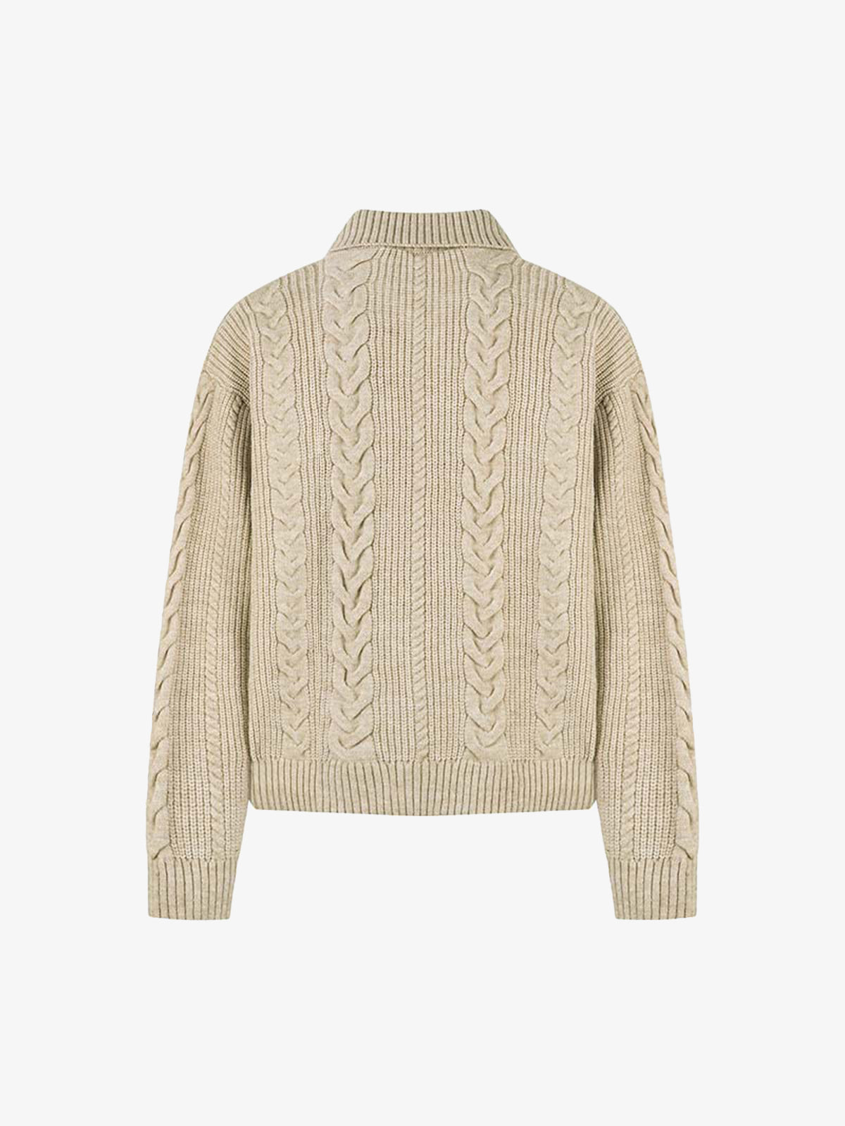 Cable Knit Zip-Up Sweater Jacket for Cozy Elegance