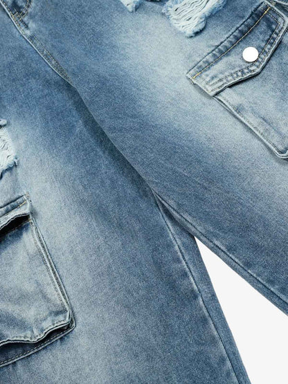 Retro Ripped Cargo Jeans