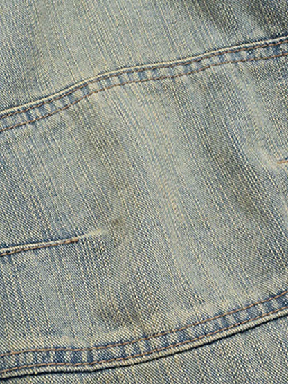 Wide-Leg Denim Trousers with Unique Tie Detail for Fashionable Comfort