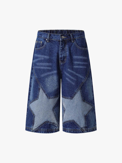 Stylish Star-Patch Denim Shorts for Summer - Perfect for Casual Outings and Festivals