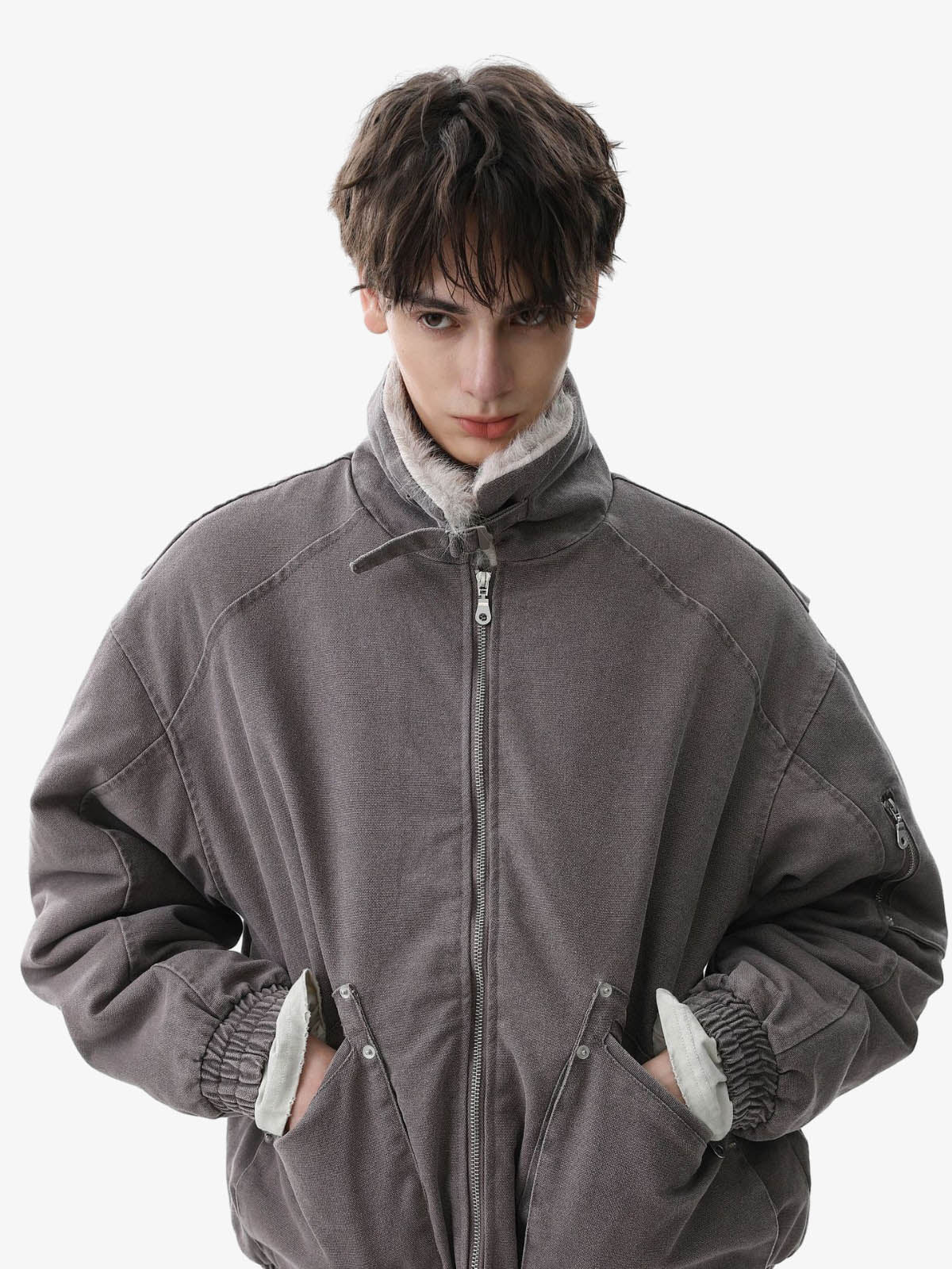 Stylish Winter Bomber Jacket with Faux Fur Collar - Perfect for Cold Weather