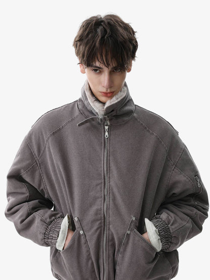 Stylish Winter Bomber Jacket with Faux Fur Collar - Perfect for Cold Weather