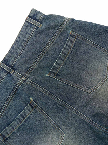 Washed Distressed Barrel Denim Jorts