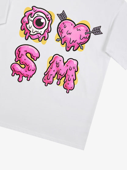 Thesupermade eyeball and love graffiti declaration T-shirt