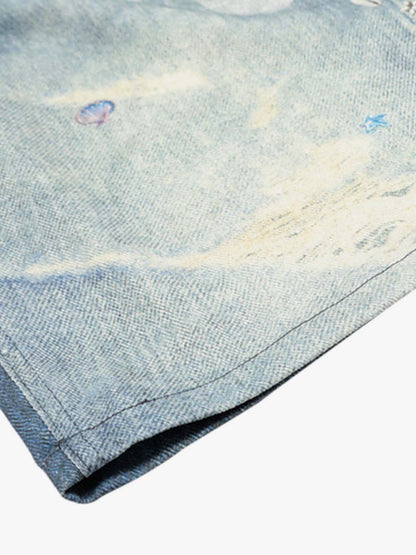 Hand-Painted Floral Denim Shorts for Summer Fashion
