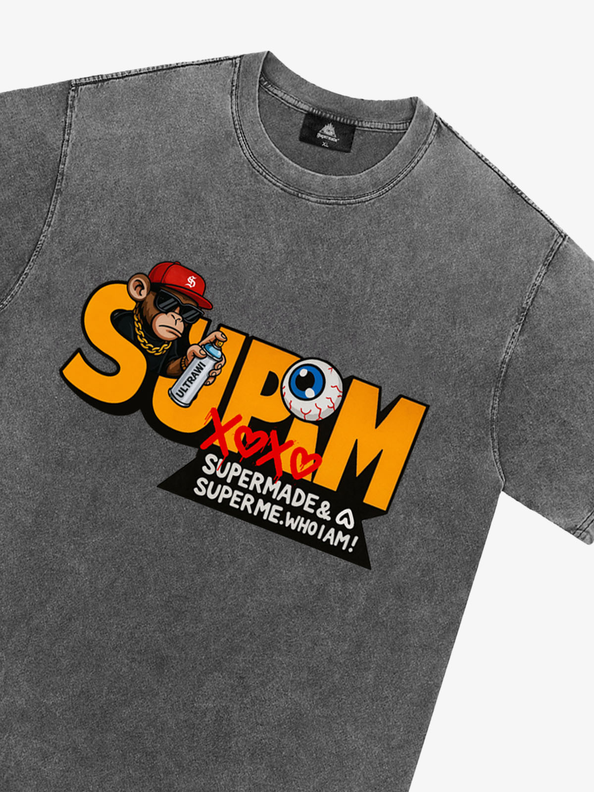 Supermade Trendy Hip-Hop Monkey Graffiti Font T-Shirt