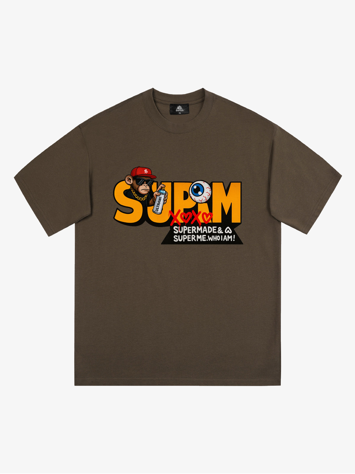 Supermade Trendy Hip-Hop Monkey Graffiti Font T-Shirt