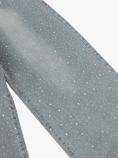 Sparkling Wide-Leg Denim Trousers for Stylish Comfort