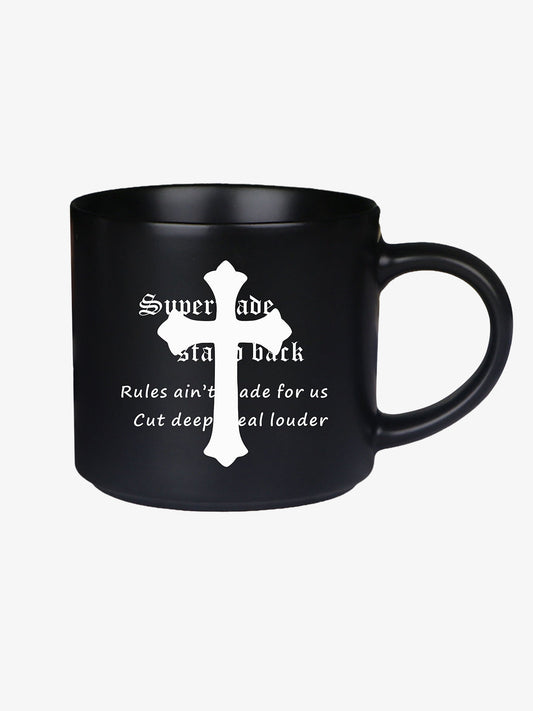 Bold Cross Design Mug for Coffee Enthusiasts
