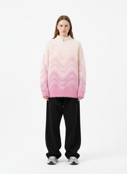 Street Gradient Wave Jacquard Knit Sweater