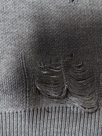 Vintage Spray-Painted Cross Hole Knit Sweater