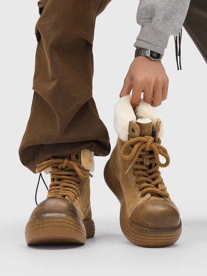 Winter Warmth High-Top Sneaker Boots with Fuzzy Collar