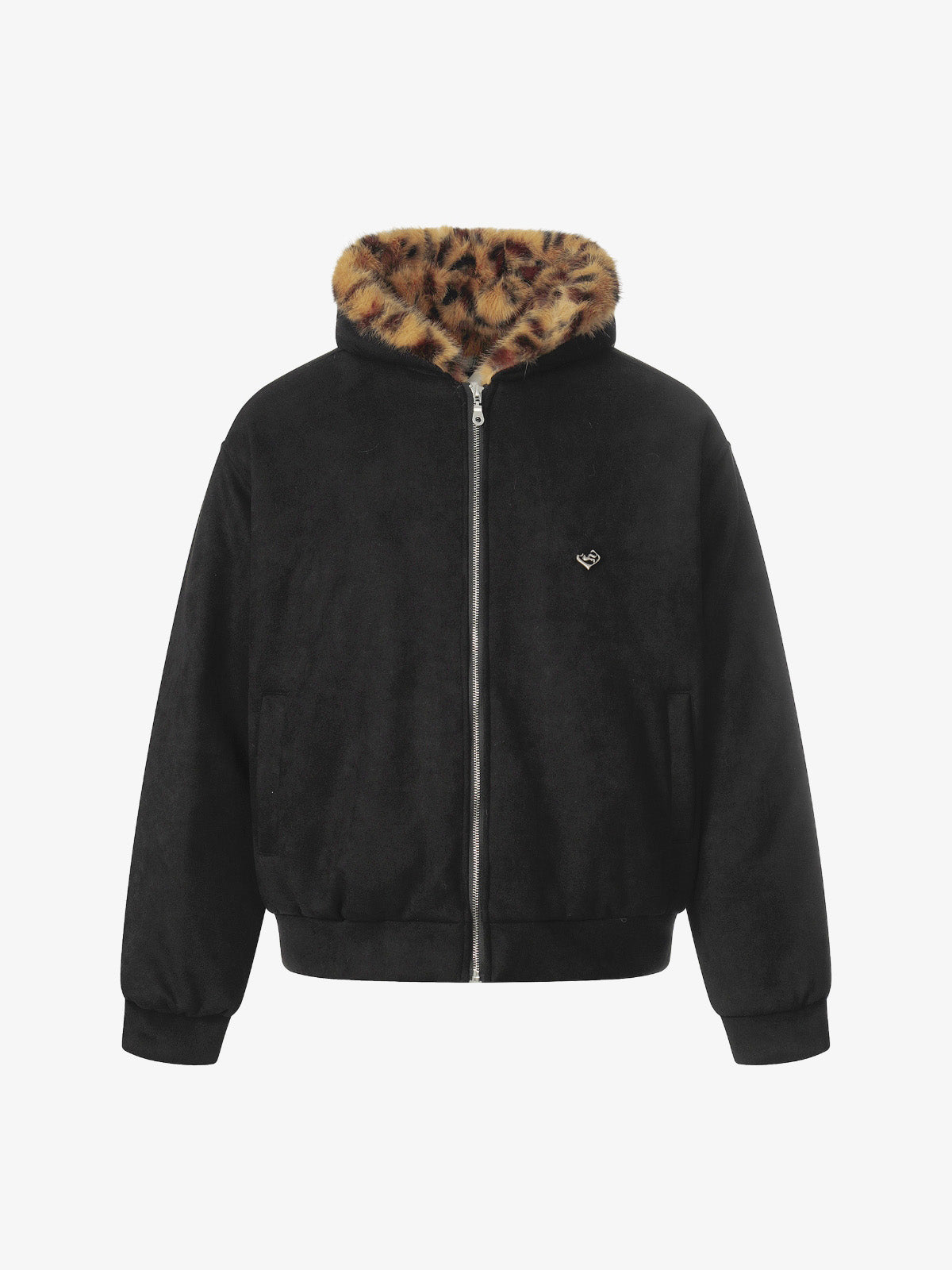 Leopard Print Hooded Jacket with Faux Fur Trim for Men - Trendy Winter Fashion