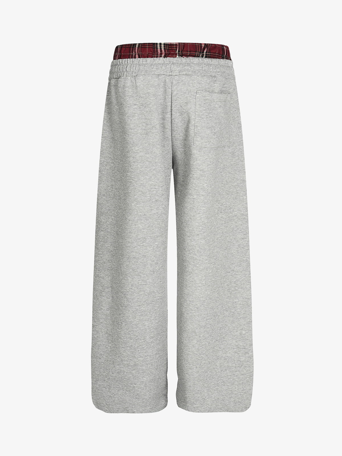 Wide-Leg Lounge Pants with Plaid Waistband and Stylish Lettering