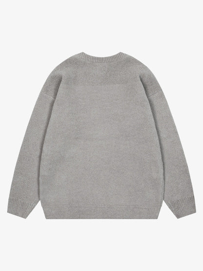 Embroidered Letter Knit Sweater