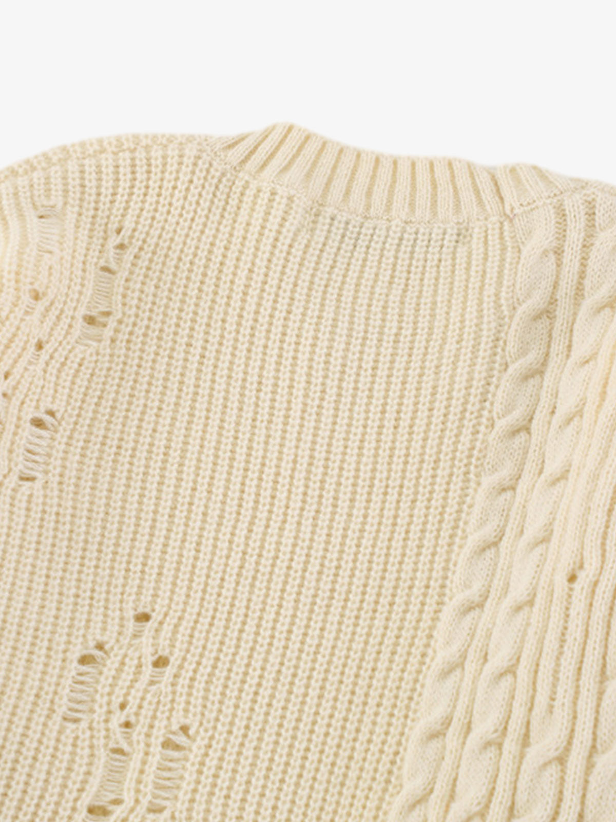Cable Knit Crochet Hole Sweater