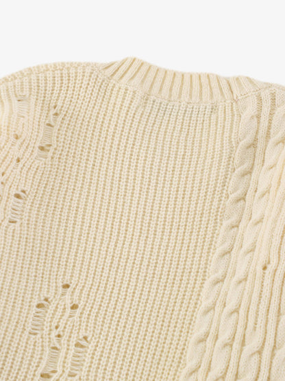 Cable Knit Crochet Hole Sweater