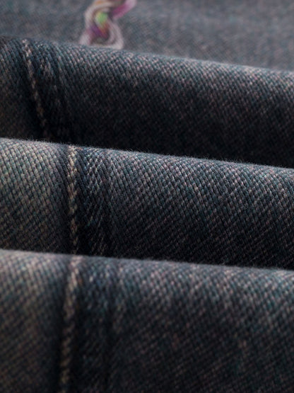 Retro High street Washed 3D Chain Printed Jeans