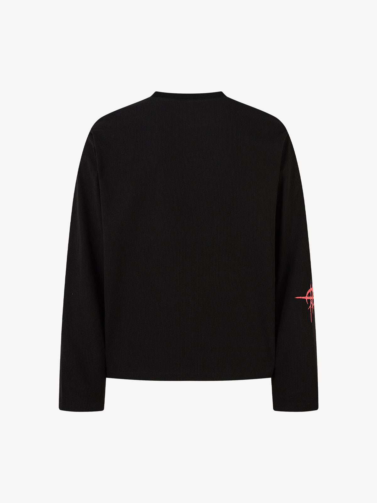 Thesupermade Letter Print Waffle Long-sleeved T-shirt