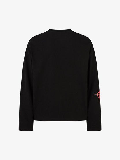 Thesupermade Letter Print Waffle Long-sleeved T-shirt