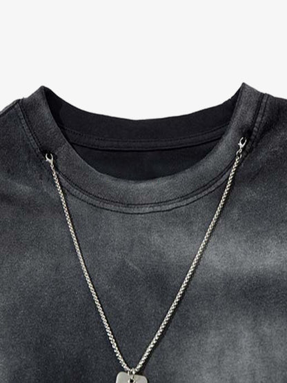 Inkjet Dirty Necklace Long-sleeved T-shirt