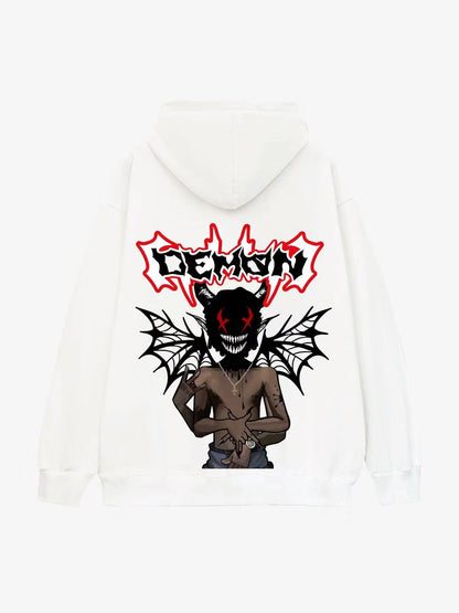 Demon Graphic Design White Hoodie