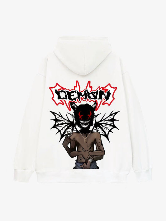 Demon Graphic Design White Hoodie