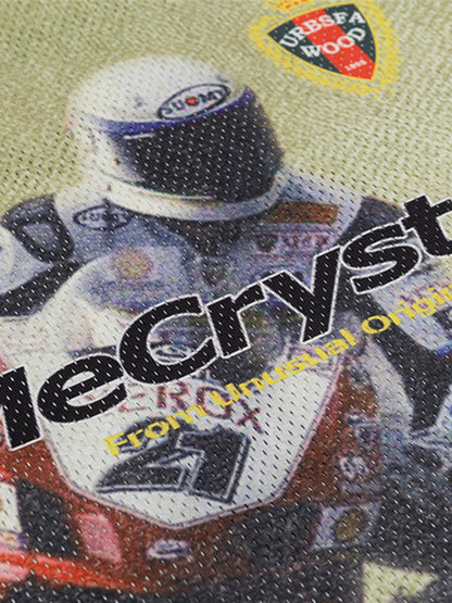 Motorcycle Racing Character Print Short-Sleeved T-shirt