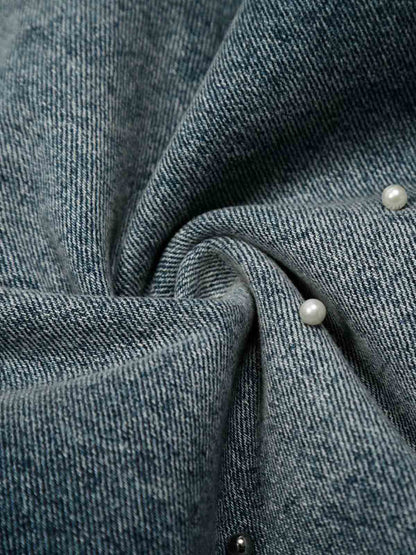 Washed Studded Denim Jorts