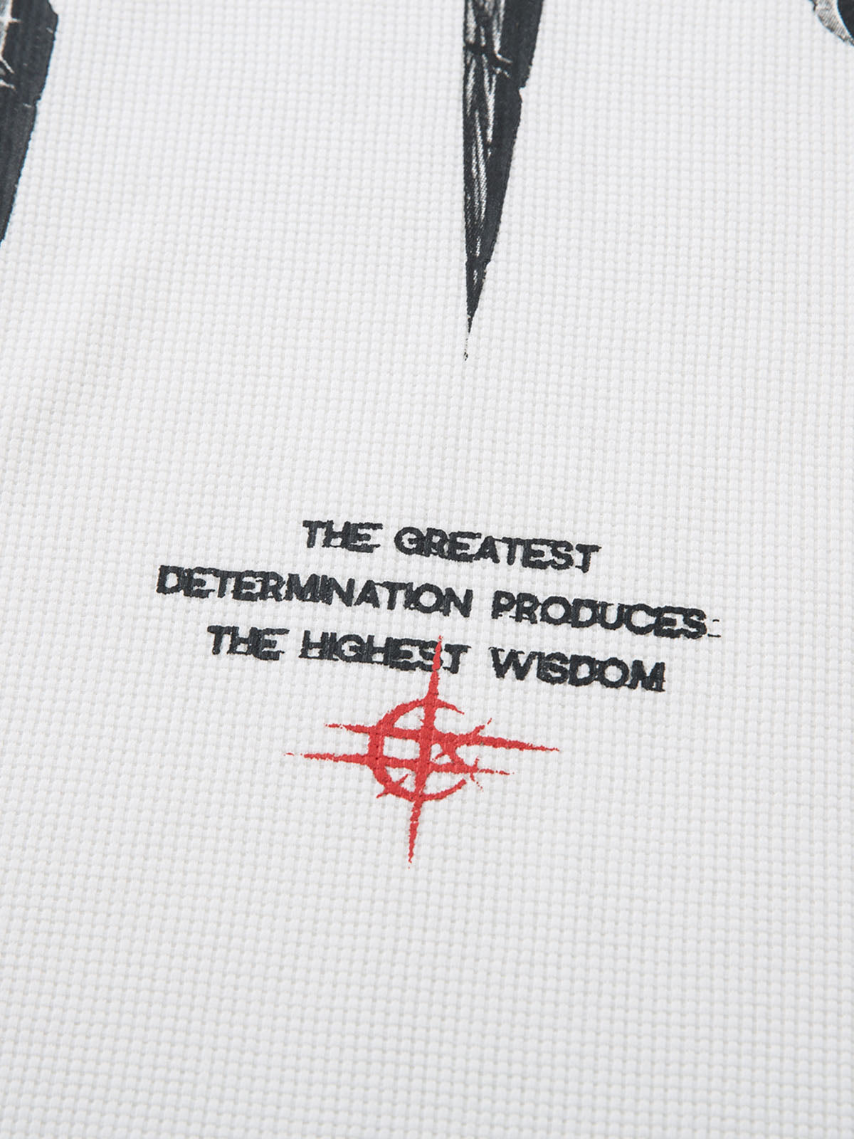 Thesupermade Letter Print Waffle Long-sleeved T-shirt